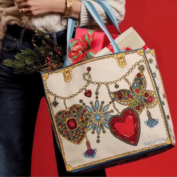 Brighton Holiday Glittering Love Limited Edition Large Canvas Tote Bag - Picture 1 of 9